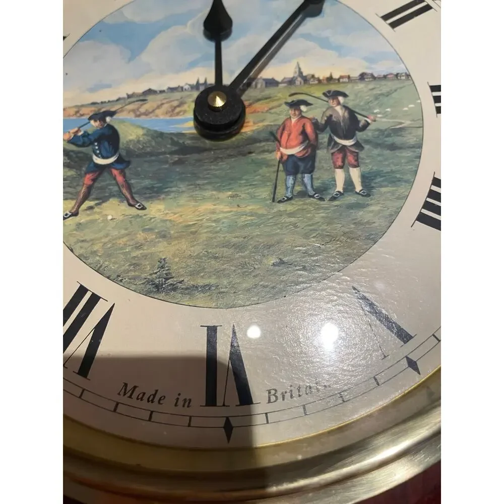 Vintage Historical Golf Themed Wall Clock Made in Britain w British Background